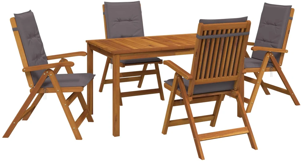 5-Piece Garden Dining Set Natūrali Kietos akacijos mediena