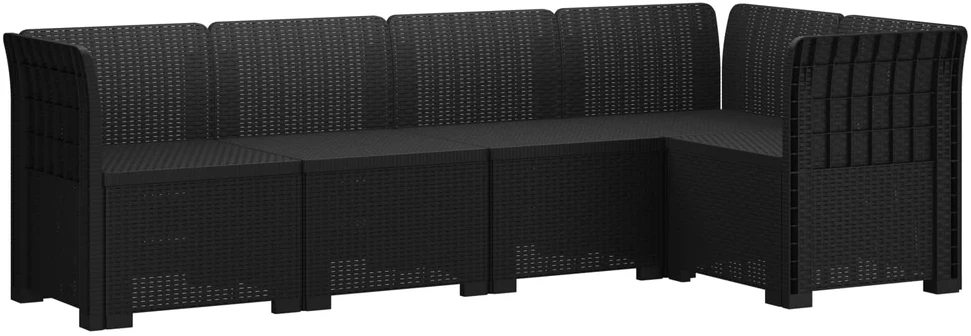5-vietė sodo sofa Rataninio išvaizdos PP Antracito