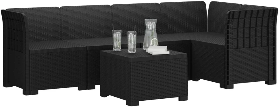 5-vietė sodo sofa Rataninio išvaizdos PP Antracito