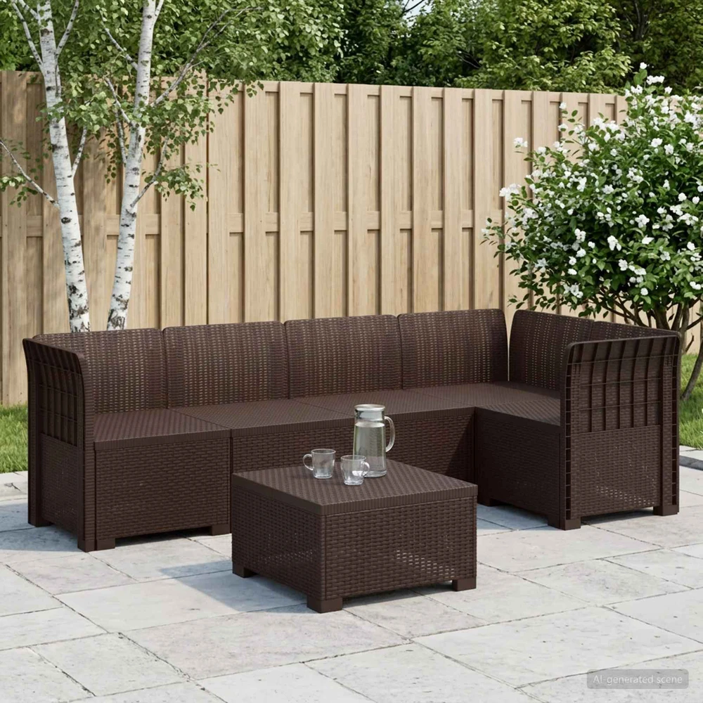 5-vietė sodo sofa Rataninio išvaizdos PP Ruda
