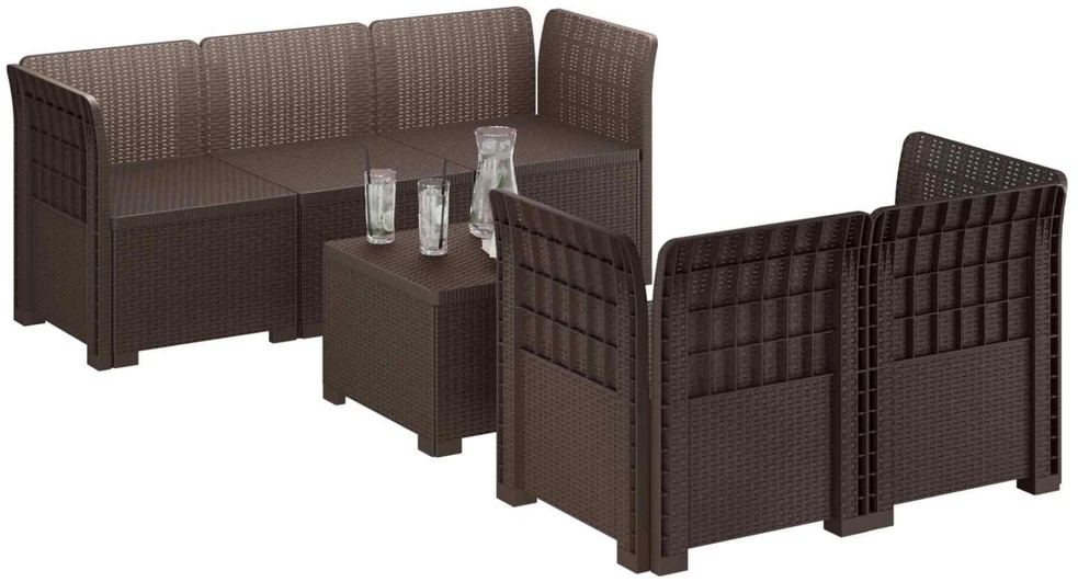 5-vietė sodo sofa Rataninio išvaizdos PP Ruda