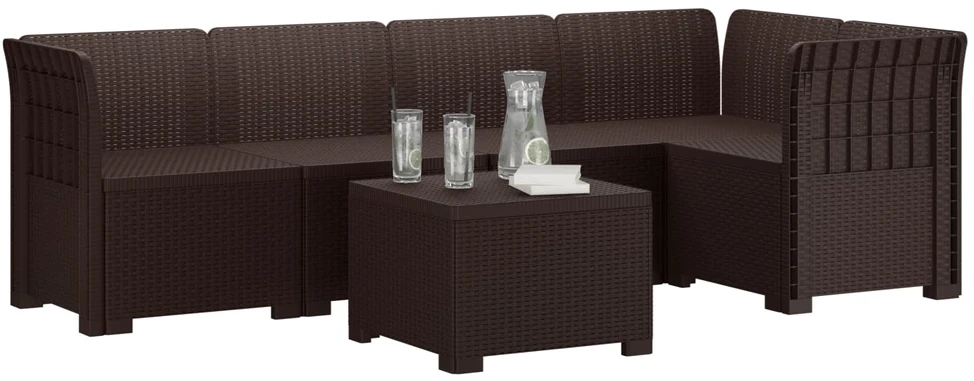 5-vietė sodo sofa Rataninio išvaizdos PP Ruda