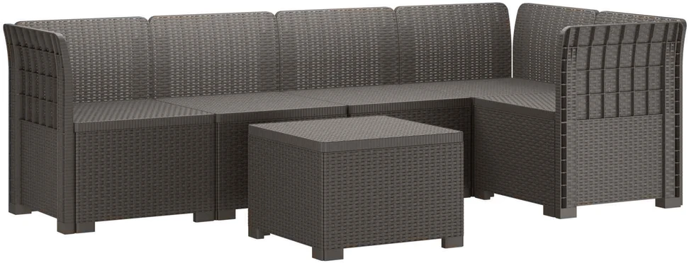 5-vietė sodo sofa Rataninio išvaizdos PP Šviesiai pilka