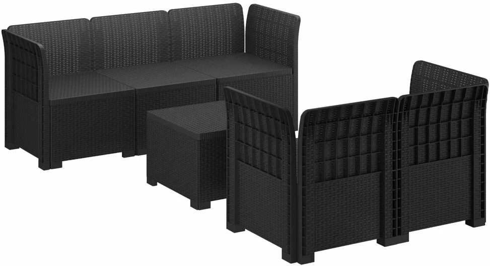 5-vietė sodo sofa Rataninio išvaizdos PP Antracito