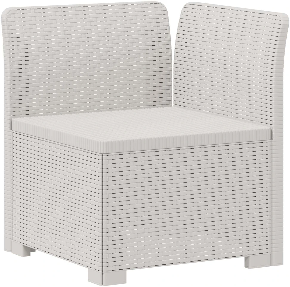 5-vietė sodo sofa Rataninio išvaizdos PP Balta