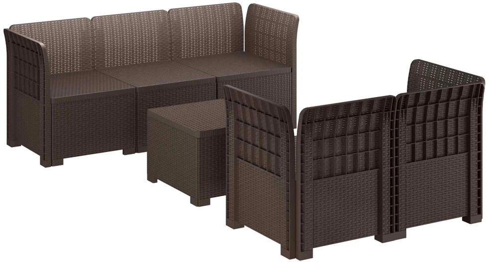5-vietė sodo sofa Rataninio išvaizdos PP Ruda
