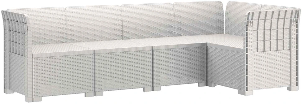 5-vietė sodo sofa Rataninio išvaizdos PP Balta