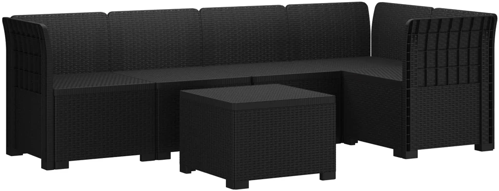 5-vietė sodo sofa Rataninio išvaizdos PP Antracito