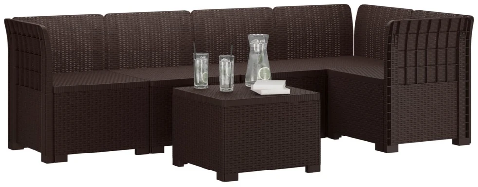 5-vietė sodo sofa Rataninio išvaizdos PP Ruda