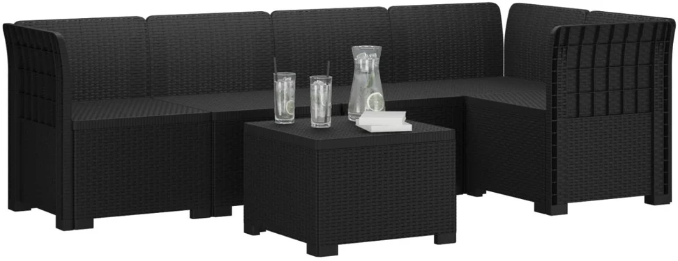 5-vietė sodo sofa Rataninio išvaizdos PP Antracito