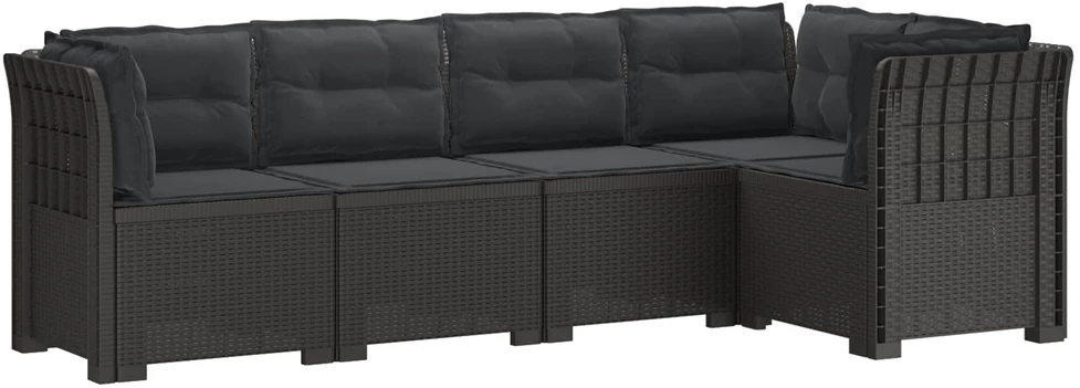 5-vietė sodo sofa su pagalvėlėmis Rataninio išvaizdos PP