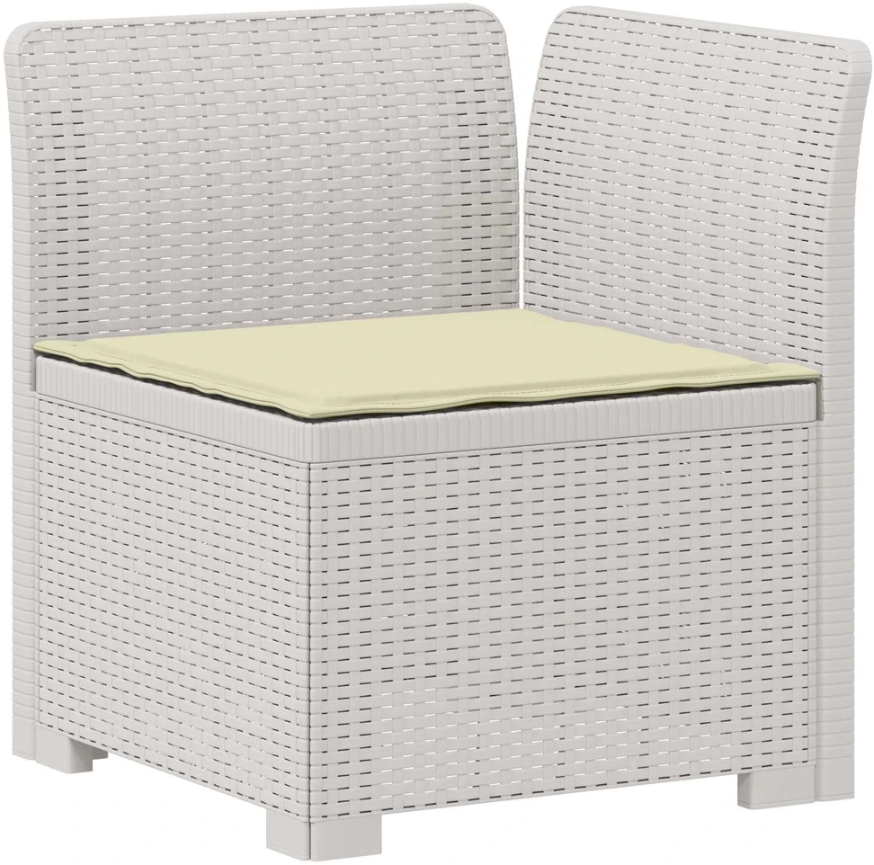 5-vietė sodo sofa su pagalvėlėmis Rataninio išvaizdos PP Balta