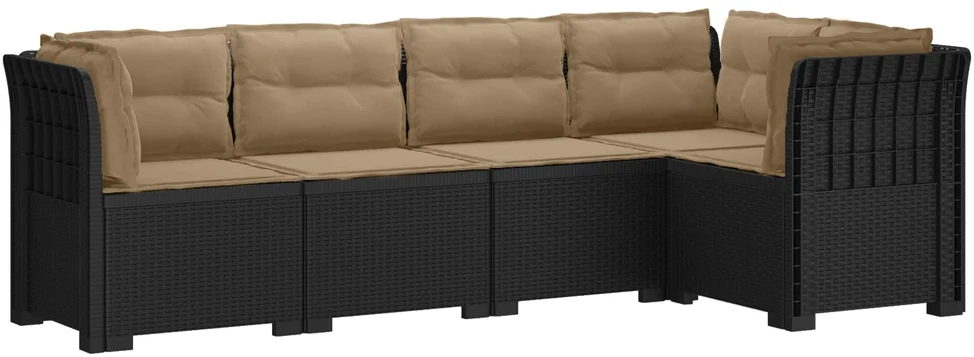 5-vietė sodo sofa su pagalvėlėmis Rataninio išvaizdos PP