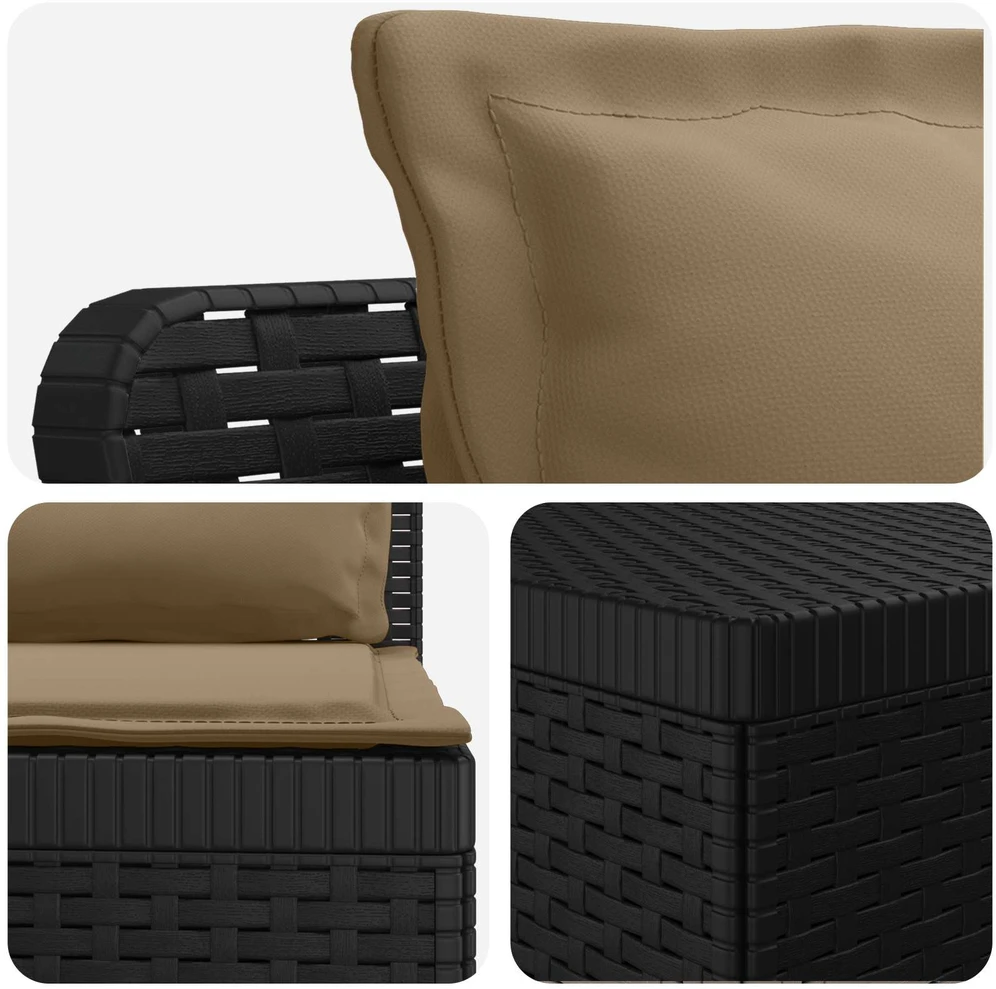 5-vietė sodo sofa su pagalvėlėmis Rataninio išvaizdos PP
