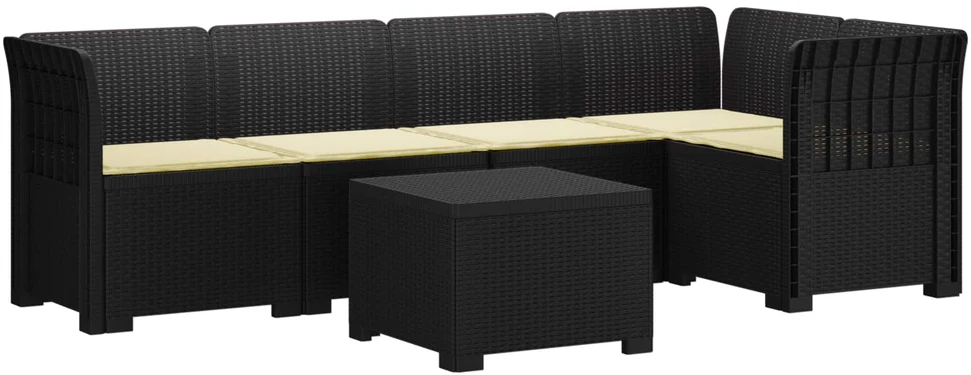 5-vietė sodo sofa su pagalvėlėmis Rataninio išvaizdos PP