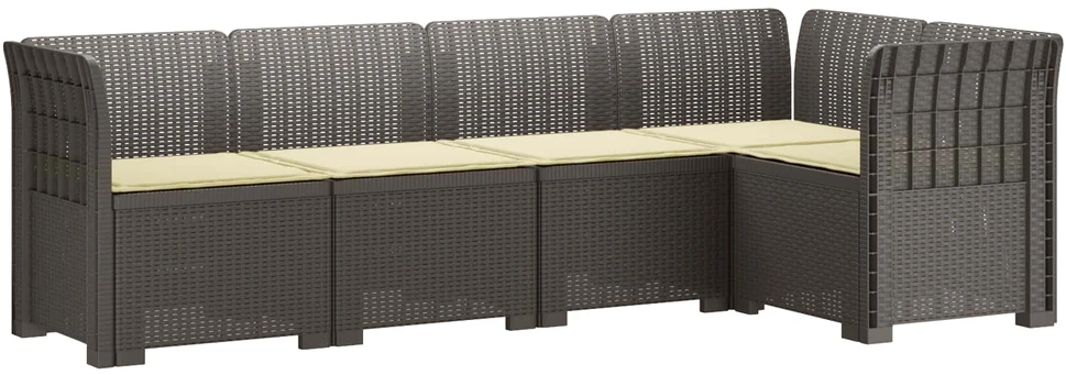5-vietė sodo sofa su pagalvėlėmis Rataninio išvaizdos PP