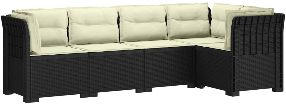 5-vietė sodo sofa su pagalvėlėmis Rataninio išvaizdos PP