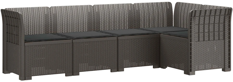 5-vietė sodo sofa su pagalvėlėmis Rataninio išvaizdos PP