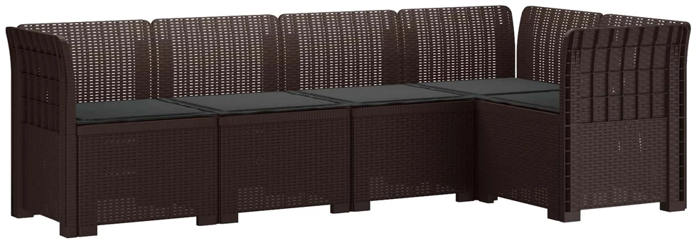 5-vietė sodo sofa su pagalvėlėmis Rataninio išvaizdos PP Ruda