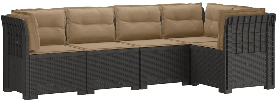 5-vietė sodo sofa su pagalvėlėmis Rataninio išvaizdos PP