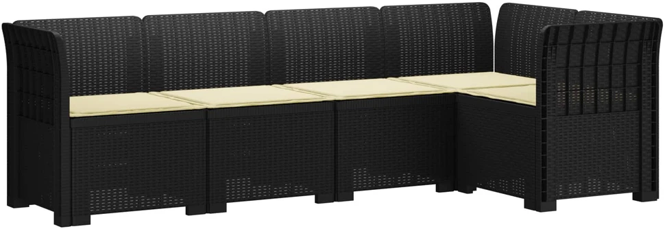 5-vietė sodo sofa su pagalvėlėmis Rataninio išvaizdos PP