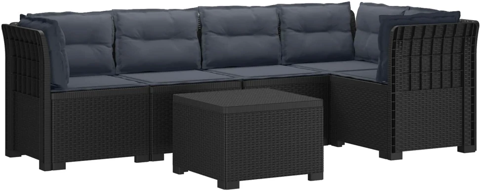5-vietė sodo sofa su pagalvėlėmis Rataninio išvaizdos PP