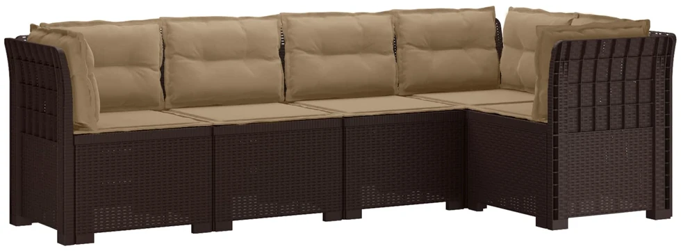 5-vietė sodo sofa su pagalvėlėmis Rataninio išvaizdos PP Ruda