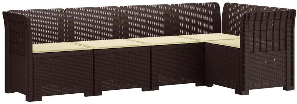 5-vietė sodo sofa su pagalvėlėmis Rataninio išvaizdos PP Ruda