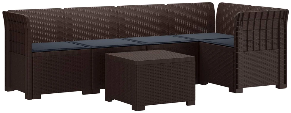 5-vietė sodo sofa su pagalvėlėmis Rataninio išvaizdos PP Ruda