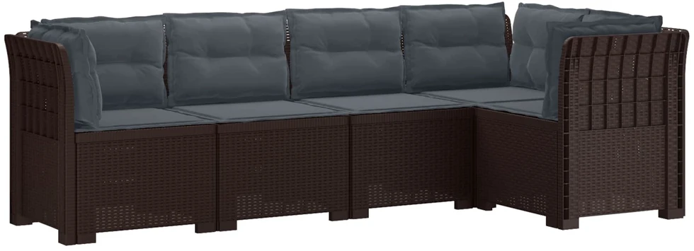 5-vietė sodo sofa su pagalvėlėmis Rataninio išvaizdos PP Ruda