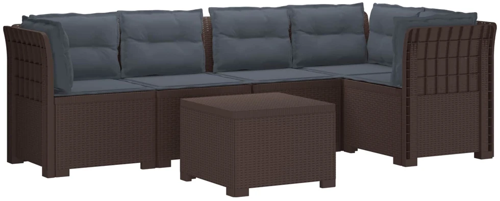 5-vietė sodo sofa su pagalvėlėmis Rataninio išvaizdos PP Ruda