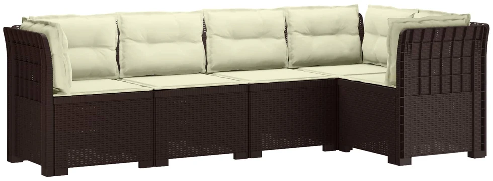 5-vietė sodo sofa su pagalvėlėmis Rataninio išvaizdos PP Ruda
