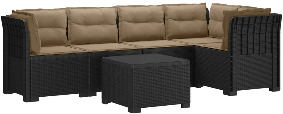 5-vietė sodo sofa su pagalvėlėmis Rataninio išvaizdos PP