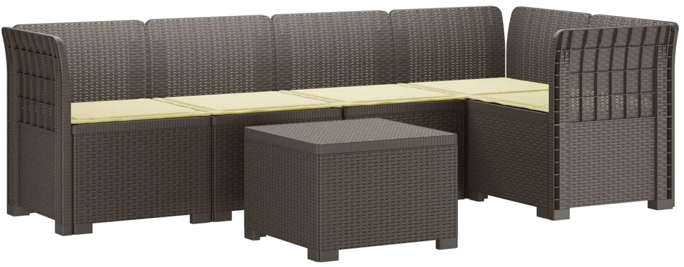 5-vietė sodo sofa su pagalvėlėmis Rataninio išvaizdos PP