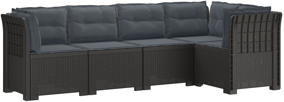 5-vietė sodo sofa su pagalvėlėmis Rataninio išvaizdos PP