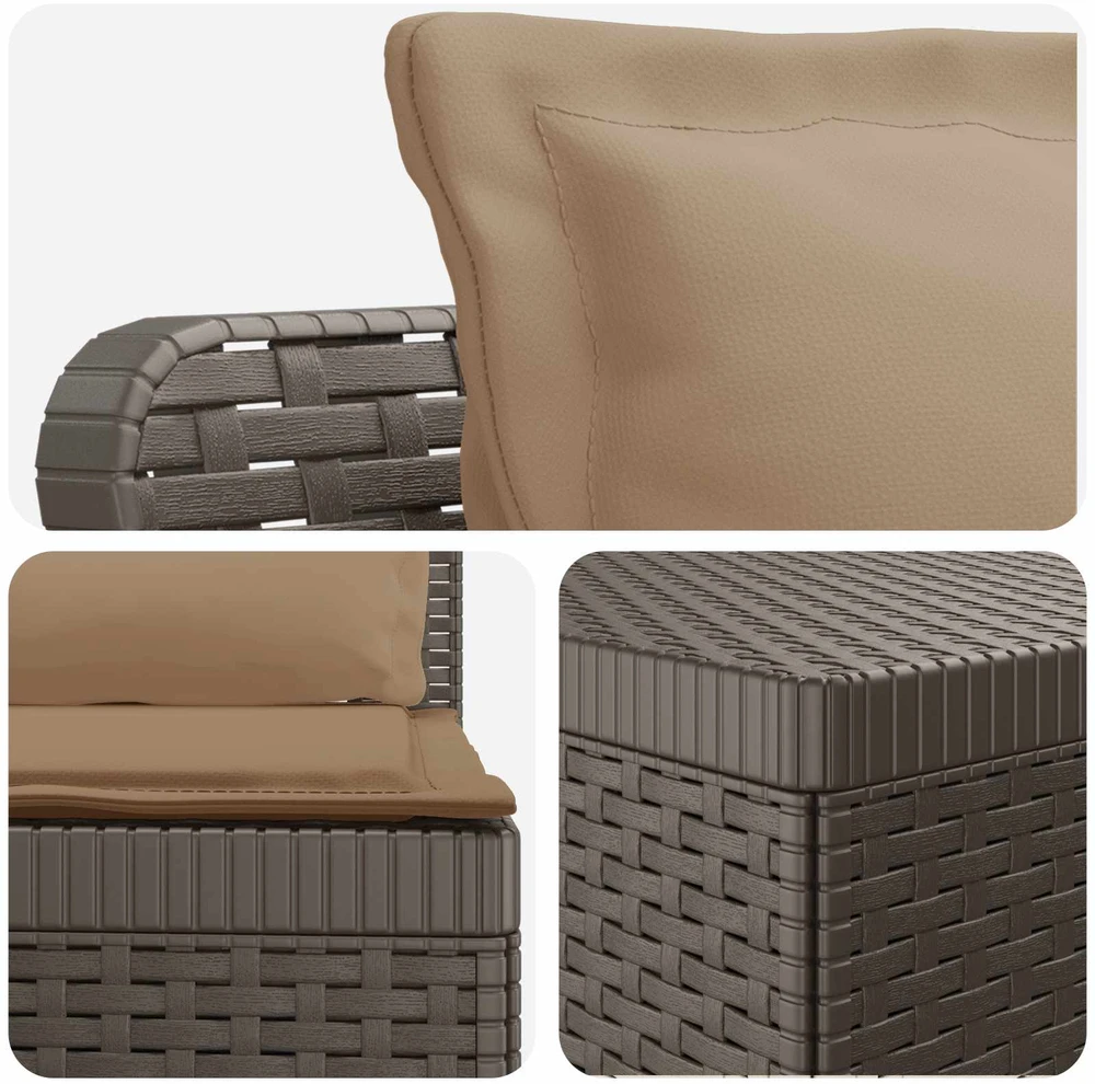 5-vietė sodo sofa su pagalvėlėmis Rataninio išvaizdos PP