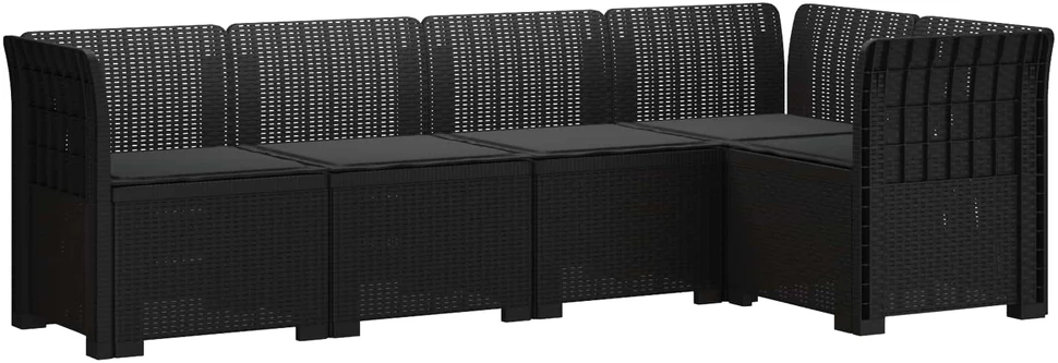 5-vietė sodo sofa su pagalvėlėmis Rataninio išvaizdos PP