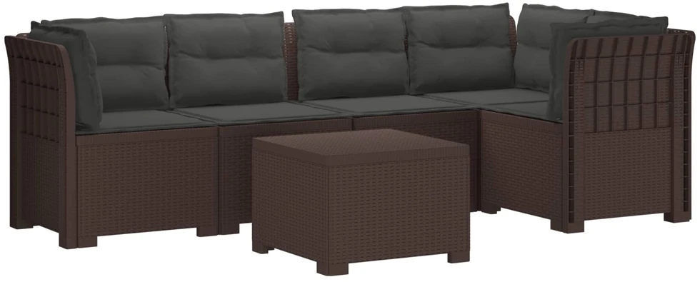 5-vietė sodo sofa su pagalvėlėmis Rataninio išvaizdos PP Ruda