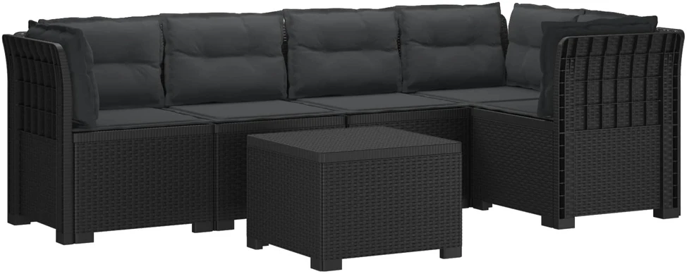 5-vietė sodo sofa su pagalvėlėmis Rataninio išvaizdos PP