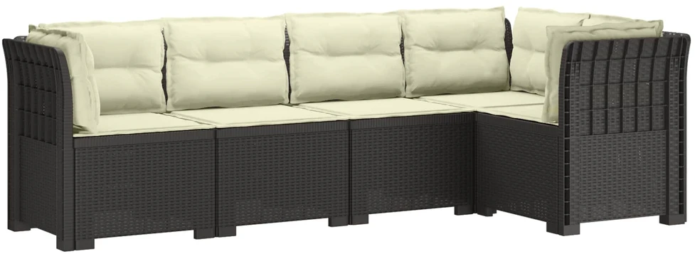 5-vietė sodo sofa su pagalvėlėmis Rataninio išvaizdos PP