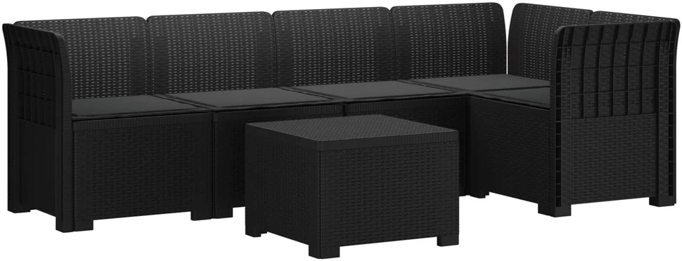 5-vietė sodo sofa su pagalvėlėmis Rataninio išvaizdos PP