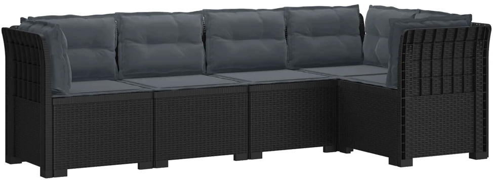 5-vietė sodo sofa su pagalvėlėmis Rataninio išvaizdos PP