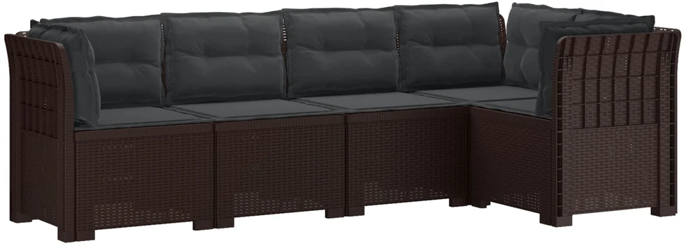 5-vietė sodo sofa su pagalvėlėmis Rataninio išvaizdos PP Ruda