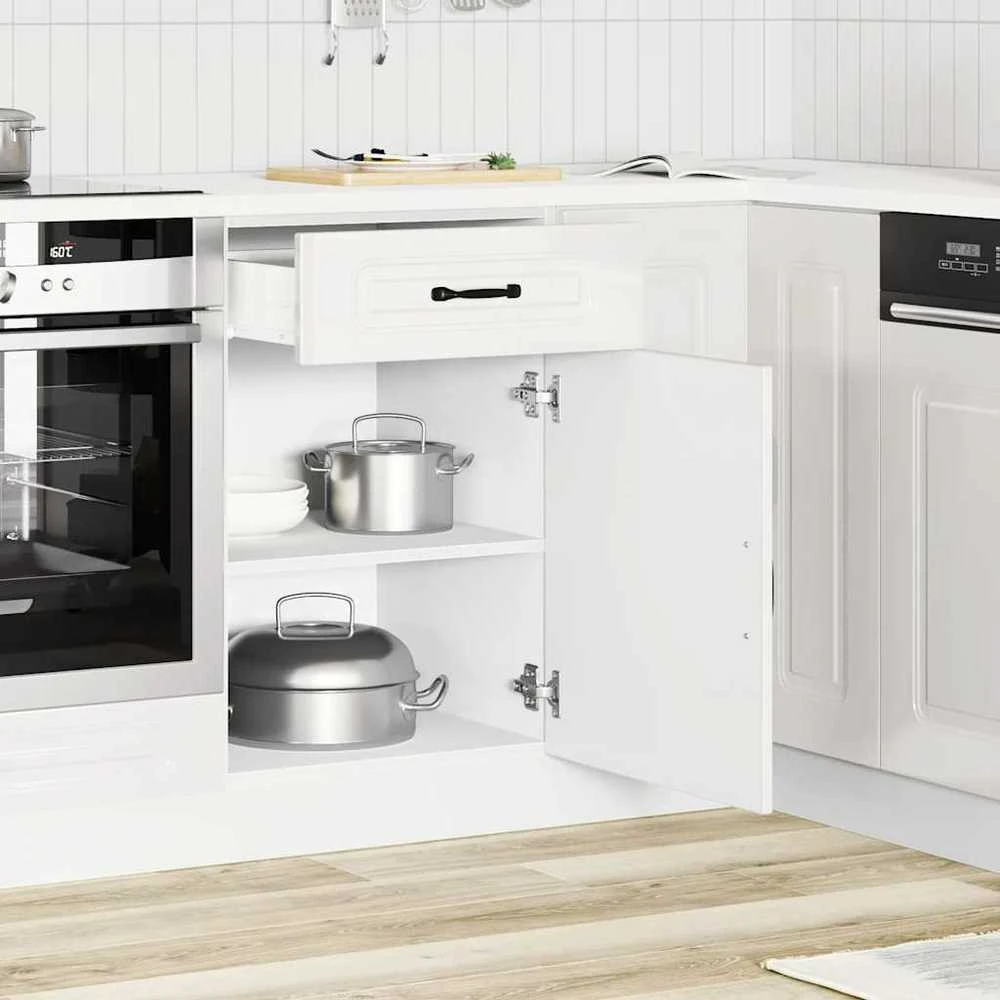 Virtuvės spintelė, Kalmar, balta, apdirbta mediena