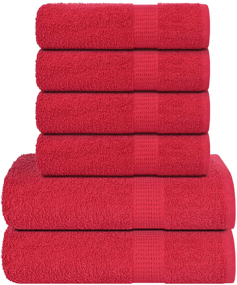 Rankšluostis Rankšluosčių rinkinys, 6vnt., raudoni, 100% medvilnė, 600g/m²