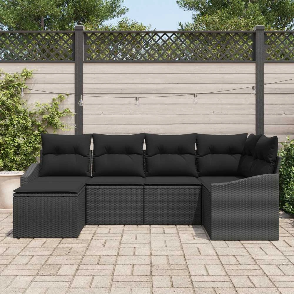 Sofos komplektas 6 vnt. Juoda poliratanas