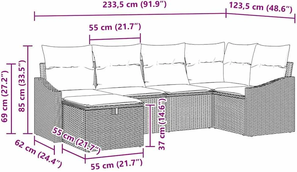 Sofos komplektas 6 vnt. poliratanas