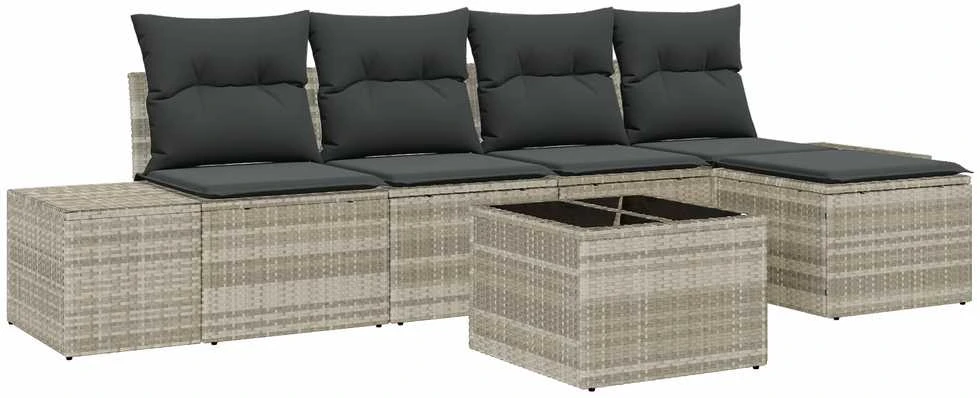 Sodo Sofų Rinkinys 5 vnt. Šviesiai pilka poliratanas