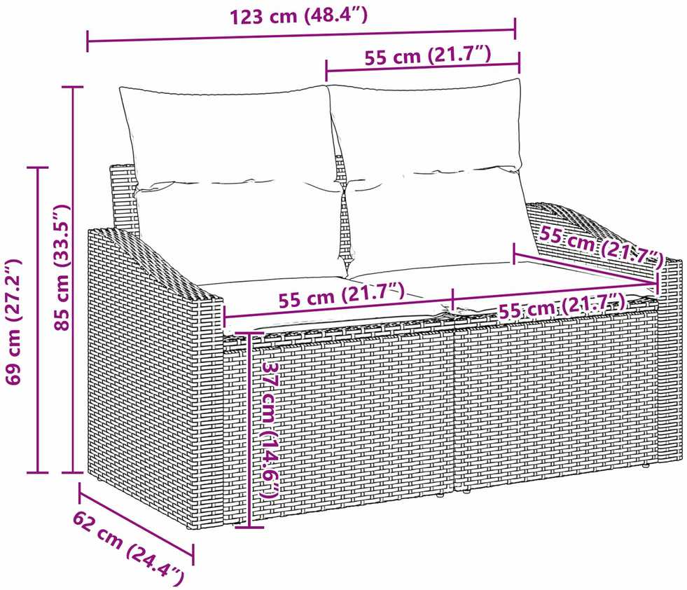 Lauko baldų komplektas Sodo Sofų Rinkinys 6 vnt. Smėlio poliratanas