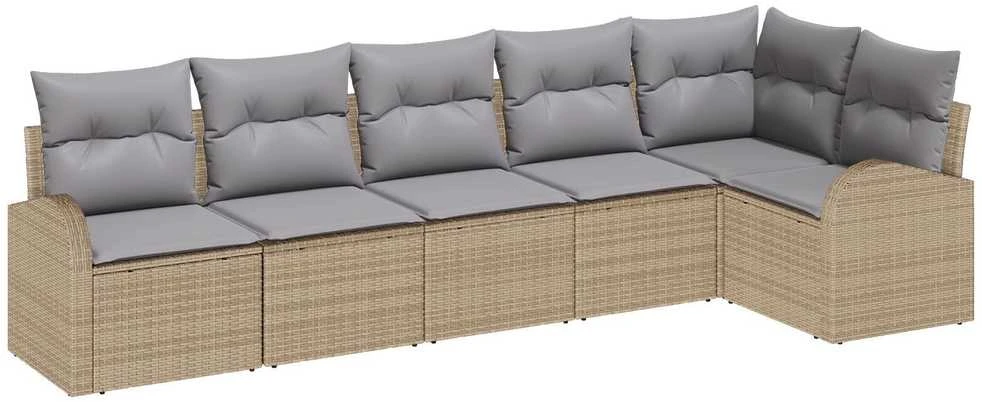Sodo Sofų Rinkinys su pagalve 6 pcs Smėlio Poli ratanas